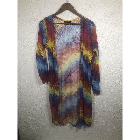 Fairy Boho Crochet Open Front flowy hippie Rainbow Duster - Picture 1 of 8